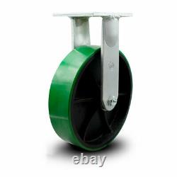 10 Inch Extra Heavy Duty Green Poly on Cast Iron Wheel Rigid Top Plate Caster