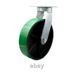 10 Inch Extra Heavy Duty Green Poly on Cast Iron Wheel Swivel Top Plate Caster