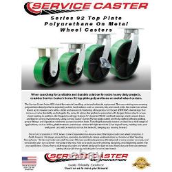 10 Inch Heavy Duty Green Poly on Cast Iron Caster Set with Brake and Swivel Lock