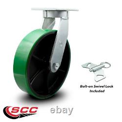 10 Inch Heavy Duty Green Poly on Cast Iron Wheel Swivel Caster with Swivel Lock
