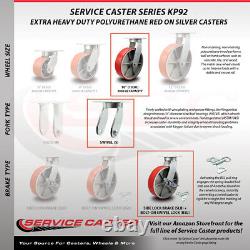 10 Inch Heavy Duty Red Poly on Cast Iron Caster with Brake and Swivel Lock SCC
