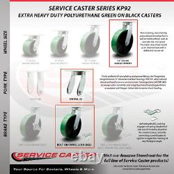 12 Inch Heavy Duty Green Poly on Cast Iron Caster Set 4 Swivel Locks 2 Brakes