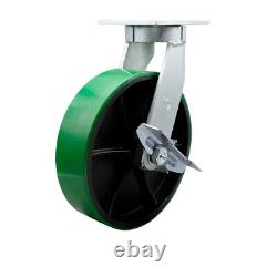 12 Inch Heavy Duty Green Poly on Cast Iron Caster with Brake and Swivel Lock SCC