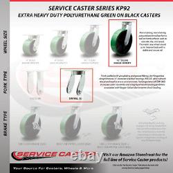 12 Inch Heavy Duty Green Poly on Cast Iron Swivel Caster Set with 2 Swivel Locks
