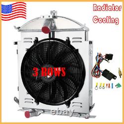 3 Row Core Radiator+Shroud Fan For 1928-1929 Ford Model A Heavy Duty 3.3L L4 GAS