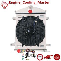 4 Row Core Alu Radiator+Fan Shroud for Ford Model A Heavy Duty L4 3.3L 1928-1929