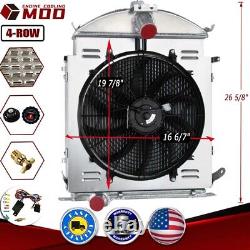 4-row 62mm Core Radiator+shroud Fan Fit 1928 1929 Ford Model A Heavy Duty 3.3 L4