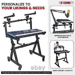 5 Core 2 Tier Keyboard Stand Z Style Adjustable Heavy Duty Electric Piano Riser