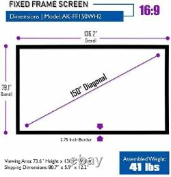5 Core Projector Screen 150 Inch Fixed Frame Wall Mount 169 Ultra HD 3D FF-150