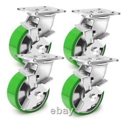 5 Inch Heavy Duty Industrial Grade Caster Set of 4 5IN / Swivel & Brakes