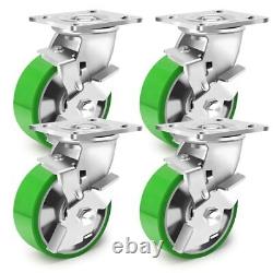 5 Inch Heavy Duty Industrial Grade Caster Set of 4 5IN / Swivel & Brakes