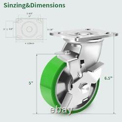 5 Inch Heavy Duty Industrial Grade Caster Set of 4 5IN / Swivel & Brakes