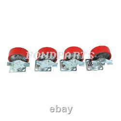 5 x 2 Heavy Duty Swivel Caster Set of 4 Red Polyurethane on Steel Core with