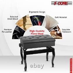 5Core Piano Bench Wooden Adjustable Stool Heavy Duty Keyboard Seat with Storage