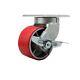 6 Inch Extra Heavy Duty Red Poly on Cast Iron Wheel Swivel Caster with Brake