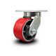 6 Inch Extra Heavy Duty Red Poly on Cast Iron Wheel Swivel Top Plate Caster