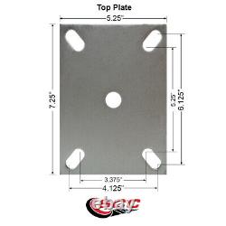 6 Inch Heavy Duty Green Poly on Cast Iron Caster Set with Brake and Swivel Lock