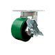 6 Inch Heavy Duty Green Poly on Cast Iron Caster with Brake and Swivel Lock SCC