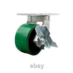 6 Inch Heavy Duty Green Poly on Cast Iron Caster with Brake and Swivel Lock SCC