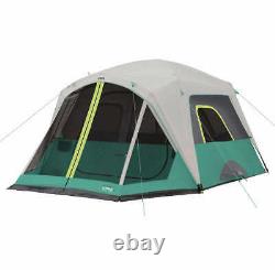 6 Person Cabin Tent Screenroom Fits 2 Mattresses Color Coded Set Up with Rain Fly