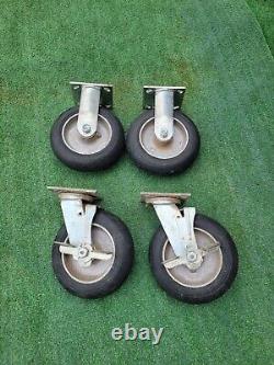 8 Heavy Duty Hard Rubber Casters Swivel Lockable X2 Straight X2 Aluminum Core