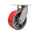8 Inch Extra Heavy Duty Red Poly on Cast Iron Wheel Swivel Top Plate Caster