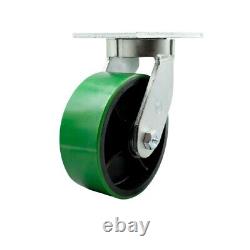 8 Inch Heavy Duty Green Poly on Cast Iron Wheel Swivel Caster with Swivel Lock