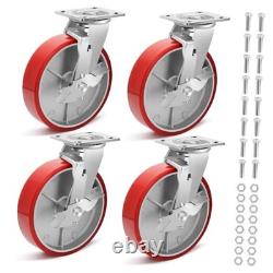 8 Inch Heavy Duty Industrial Grade Casters Wheels, Aluminum Core PU Castor