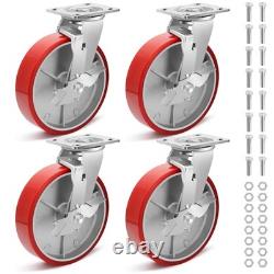 8 Inch Heavy Duty Industrial Grade Casters Wheels, Aluminum Core PU Castor