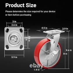 8 Inch Heavy Duty Industrial Grade Casters Wheels, Aluminum Core PU Castor