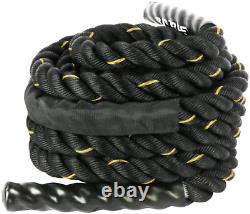 BIGTREE 2020 Heavy-Duty 40ft Black Yellow Battle Rope Poly Dacron 1.5 in Core