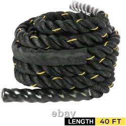 BIGTREE 2020 Heavy-Duty 40ft Black Yellow Battle Rope Poly Dacron 1.5 in Core