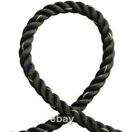 BIGTREE 2020 Heavy-Duty 40ft Black Yellow Battle Rope Poly Dacron 1.5 in Core