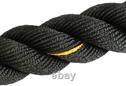 BIGTREE 2020 Heavy-Duty 40ft Black Yellow Battle Rope Poly Dacron 1.5 in Core