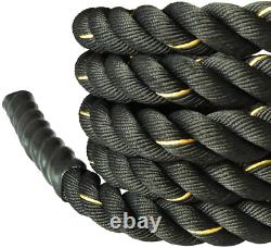 BIGTREE 2020 Heavy-Duty 40ft Black Yellow Battle Rope Poly Dacron 1.5 in Core