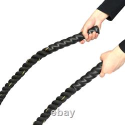 BIGTREE 2020 Heavy-Duty 40ft Black Yellow Battle Rope Poly Dacron 1.5 in Core