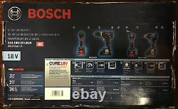 Bosch GXL18V-251B25 2-Tool Combo Kit with 2 CORE18V Batteries & Carrying Case -New