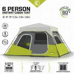 CORE 6 Person Instant Cabin Tent with Wall 47 in x 9.05 x 9.05, Green