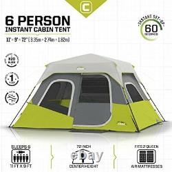CORE 6 Person Instant Cabin Tent with Wall Organizer Green