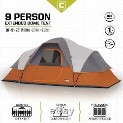 CORE 9 Person Extended Dome Tent Orange