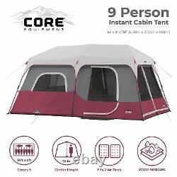 CORE Instant Cabin 14 x 9 Foot 9 Person Cabin Tent with 60 Second Assembly, Red