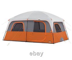 CORE Outdoor Straight Wall Family Camping 10-Person Cabin Tent, Orange & Gray