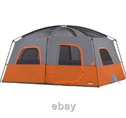 CORE Outdoor Straight Wall Family Camping 10-Person Cabin Tent, Orange & Gray