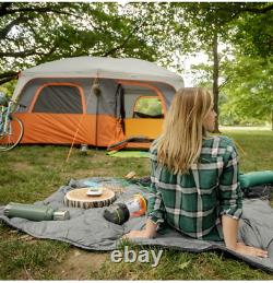 CORE Outdoor Straight Wall Family Camping 10-Person Cabin Tent, Orange & Gray