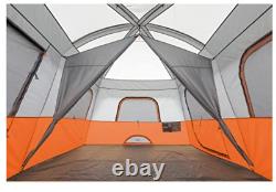 CORE Outdoor Straight Wall Family Camping 10-Person Cabin Tent, Orange & Gray