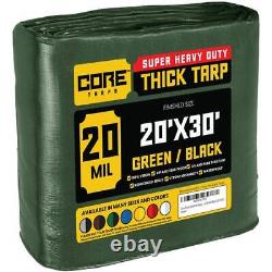 CORE TARPS 20 Mil Tarp 20' X 30' Polyethylene Heavy Duty Rip + Tear Proof Green
