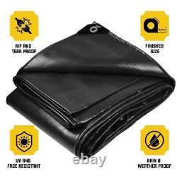 CORE TARPS Heavy Duty Polyethylene Tarp 20'X40' Waterproof+UV Resistant Black