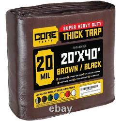 CORE TARPS Multi-Purpose Tarp 20 Mil 20'x40' Heavy Duty Polyethylene Brown/Black