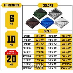 CORE TARPS Polyethylene Tarp 20' x 30' 20 Mil Heavy Duty Waterproof Tear Proof