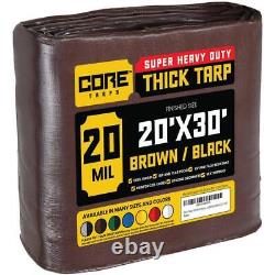 CORE TARPS Tarp 20' X 30' Polyethylene Heavy Duty 20 Mil Waterproof Brown/Black